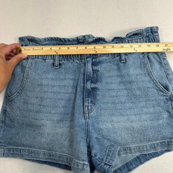 Kancan Ruffle Paperbag Waist Denim Jean Shorts Womens Sz 30 Light Blue High Rise - Picture 6 of 9